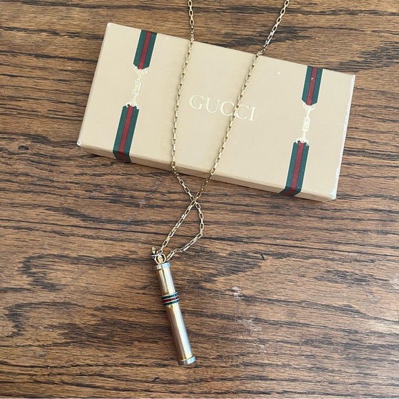 Gucci Jewelry - Vintage Gucci Gold Perfume Bottle Pendant Necklace Sherry Line With Box!
